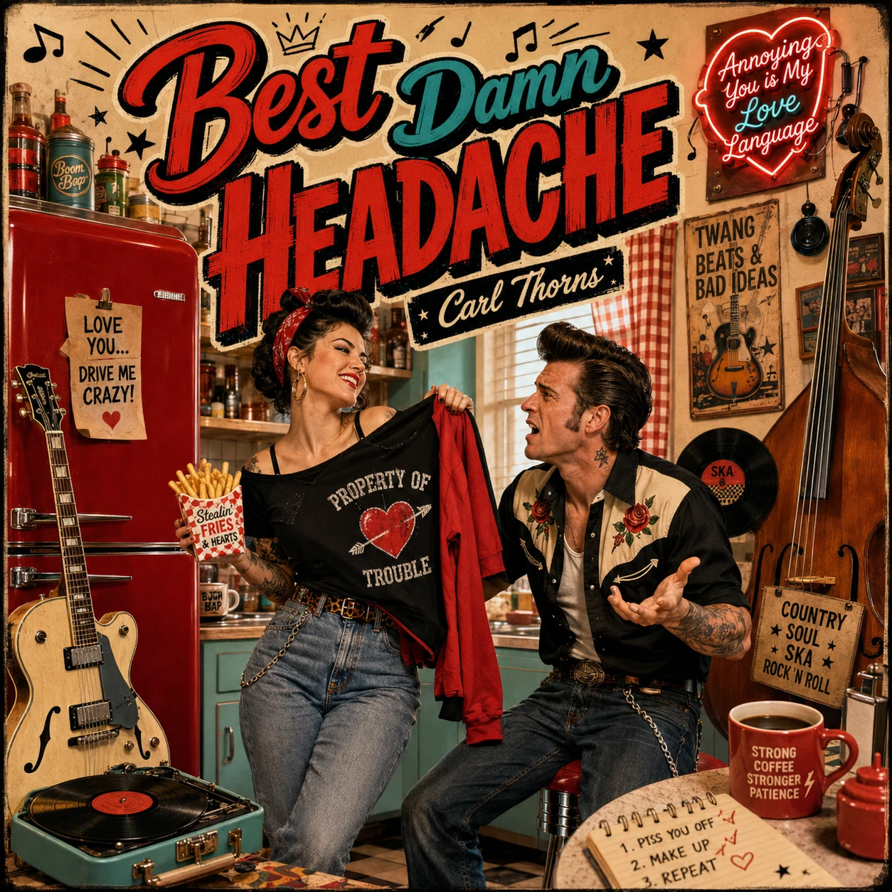 Best Damn Headache cover artwork by Carl Thorns