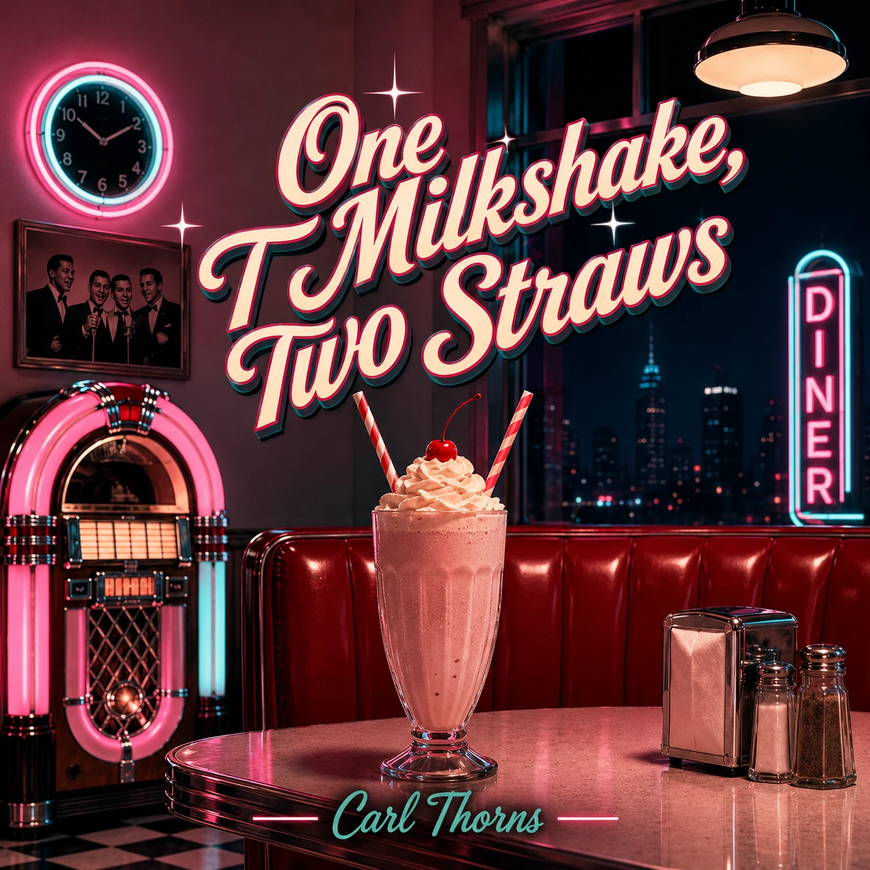 One Milkshake, Two Straws cover artwork by Carl Thorns