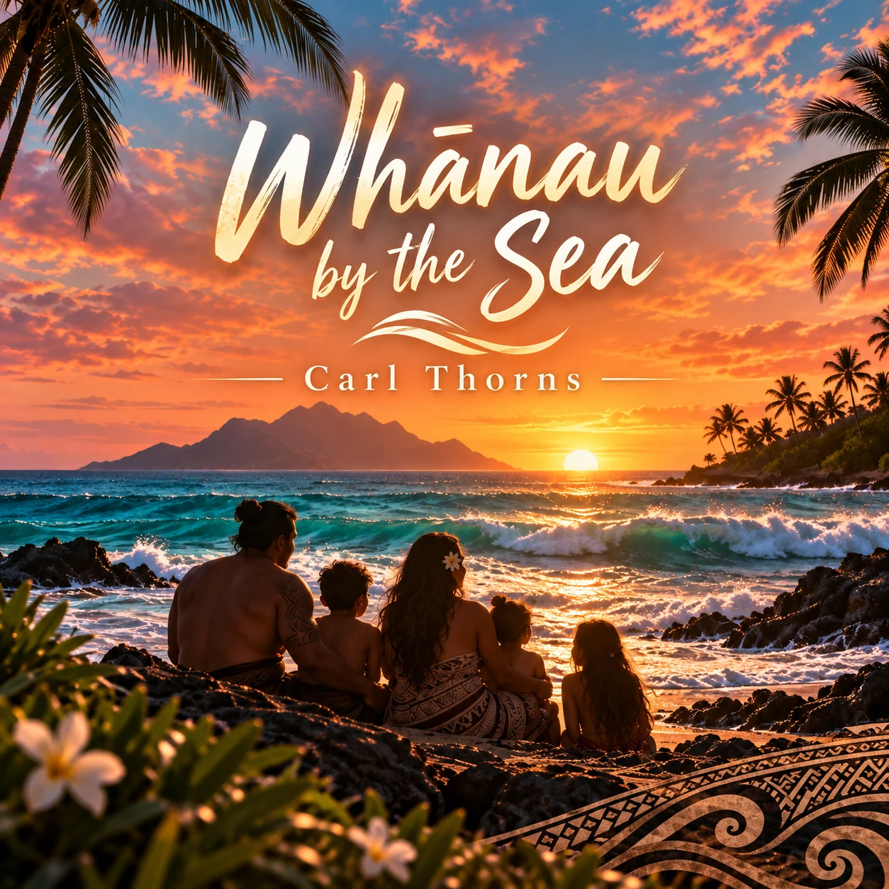 Whānau by the Sea cover artwork by Carl Thorns